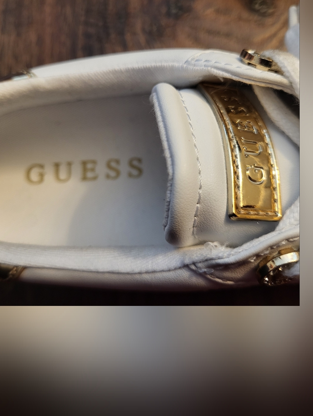 Guess Women's White Loven Quilted Sneakers with Gold Accents - Size 8.5M - Picture 6 of 10
